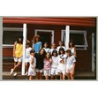 Group of campers in front of cabin at Camp New Moon, ca. 1987. Ontario Jewish Archives, Blankenstein Family Heritage Centre, accession 2015-6-3.|